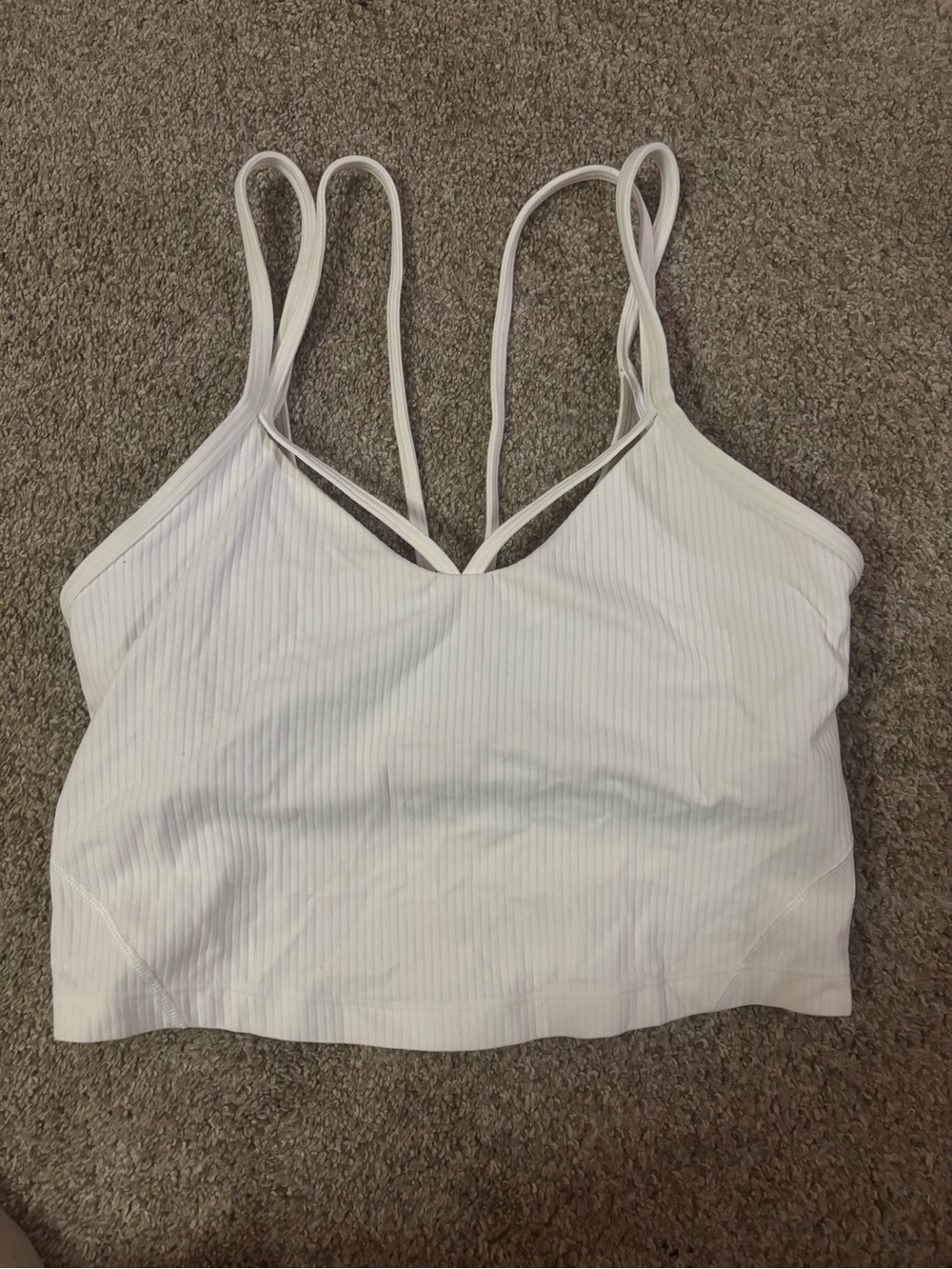 Lululemon White Ribbed Strappy Crop Top - Women's